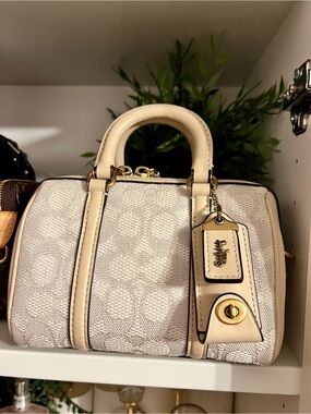 Coach Ruby Satchel 18 In Signature Textile Jacquard in Chalk Ivory